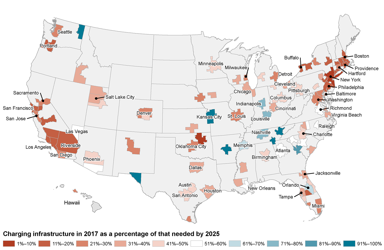 charging infrastructure gap in major US metro areas