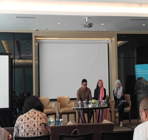 Speakers at a soot-free bus event in Jakarta May 2019