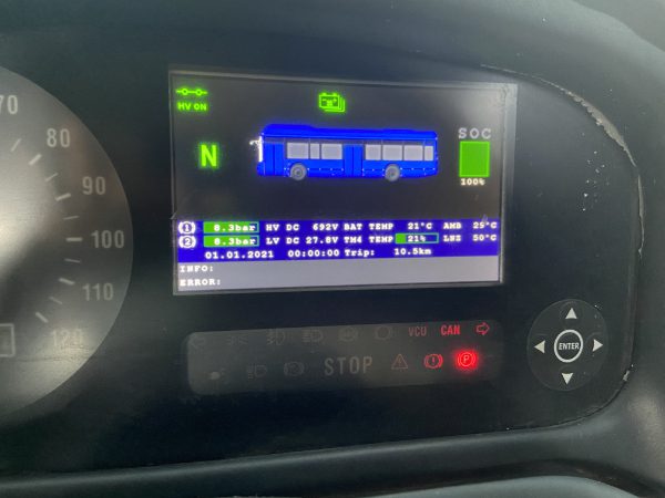 Digital display from electric bus dashboard