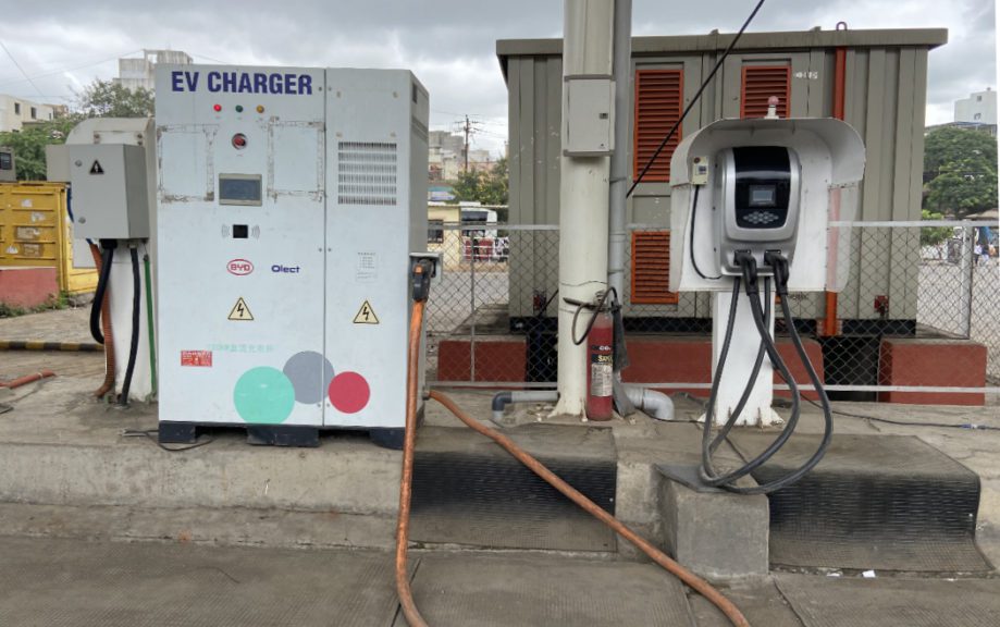 One large and one smaller EV charger in Pune, India
