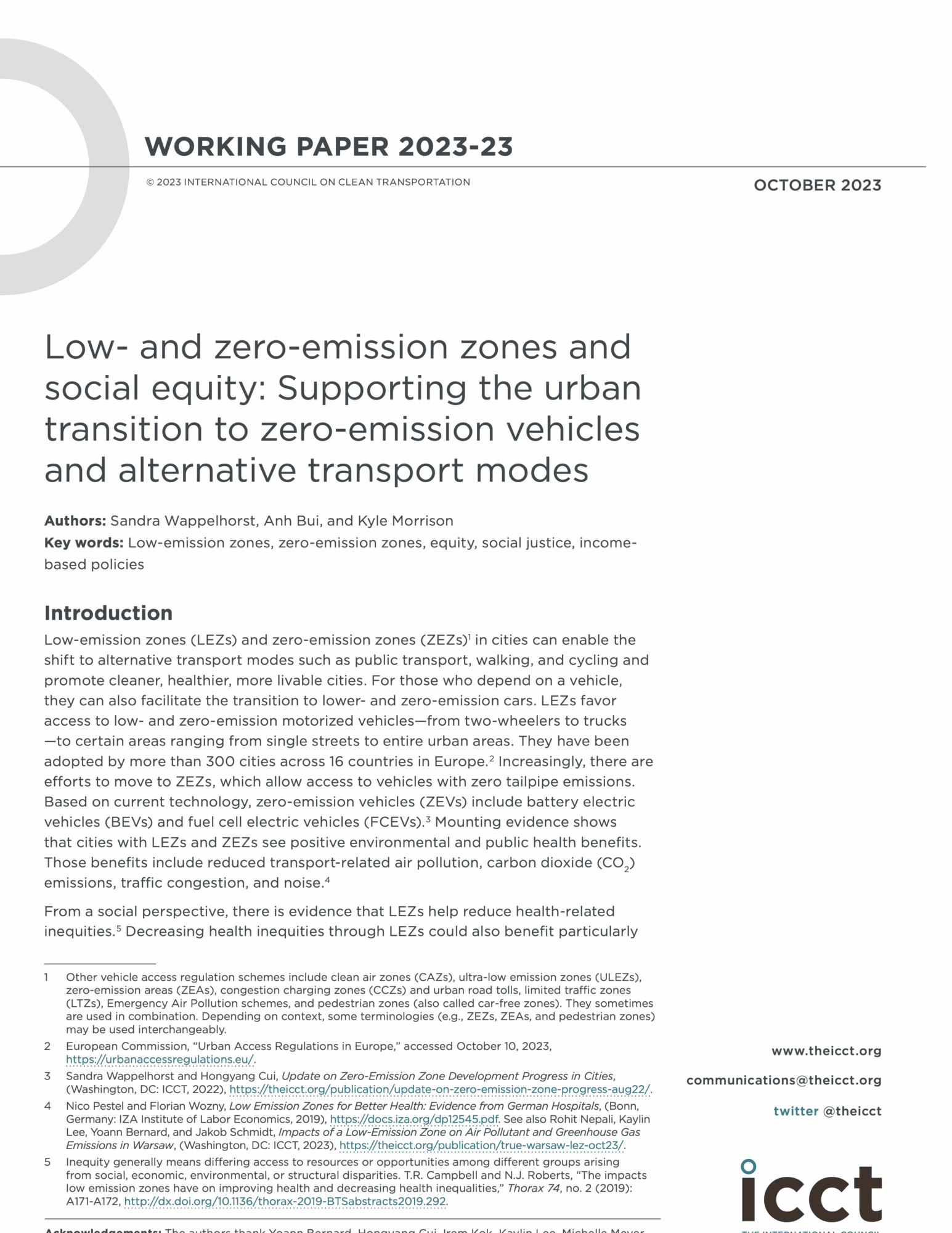 LEZ report cover 2023