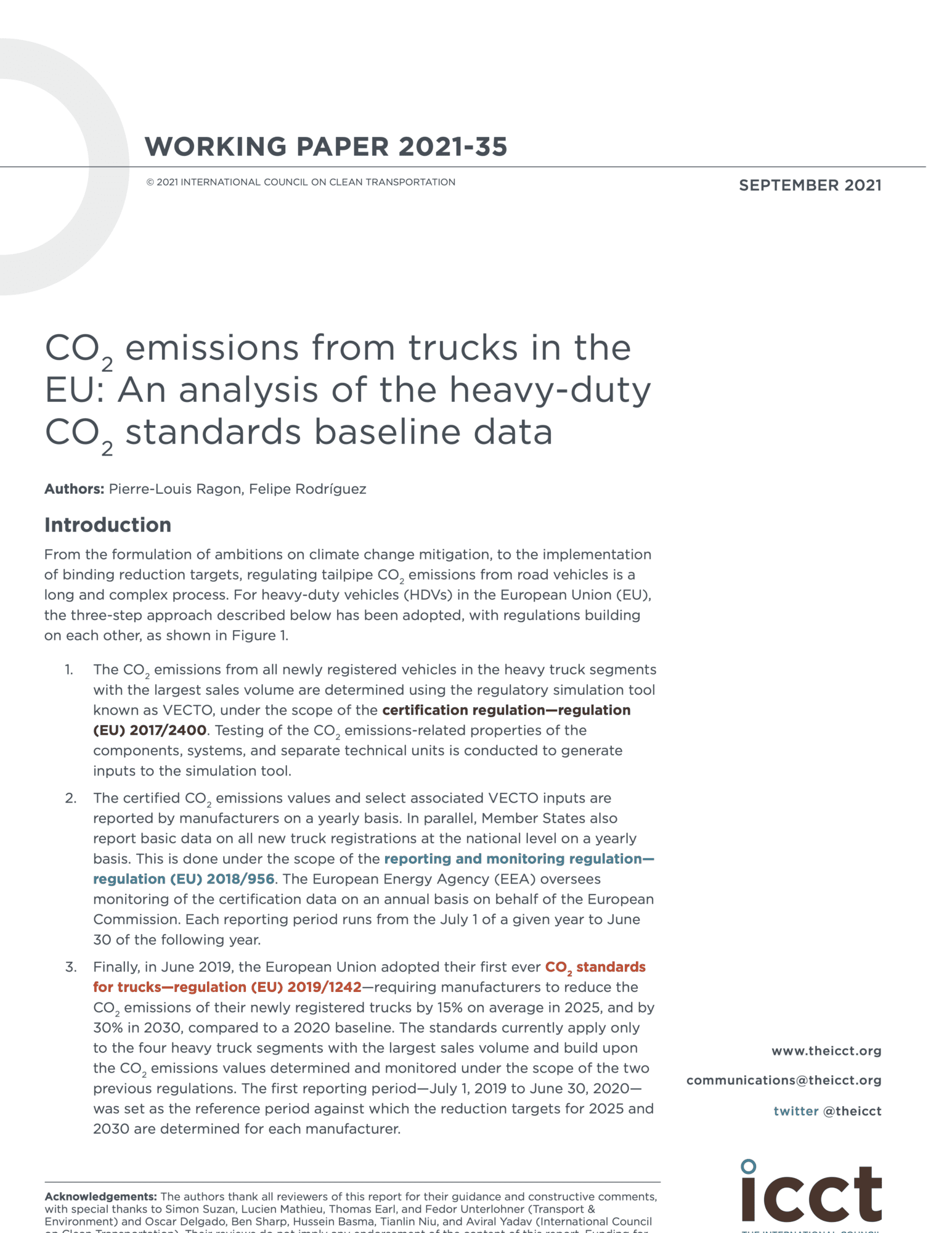 CO2 emissions from trucks in the EU report cover